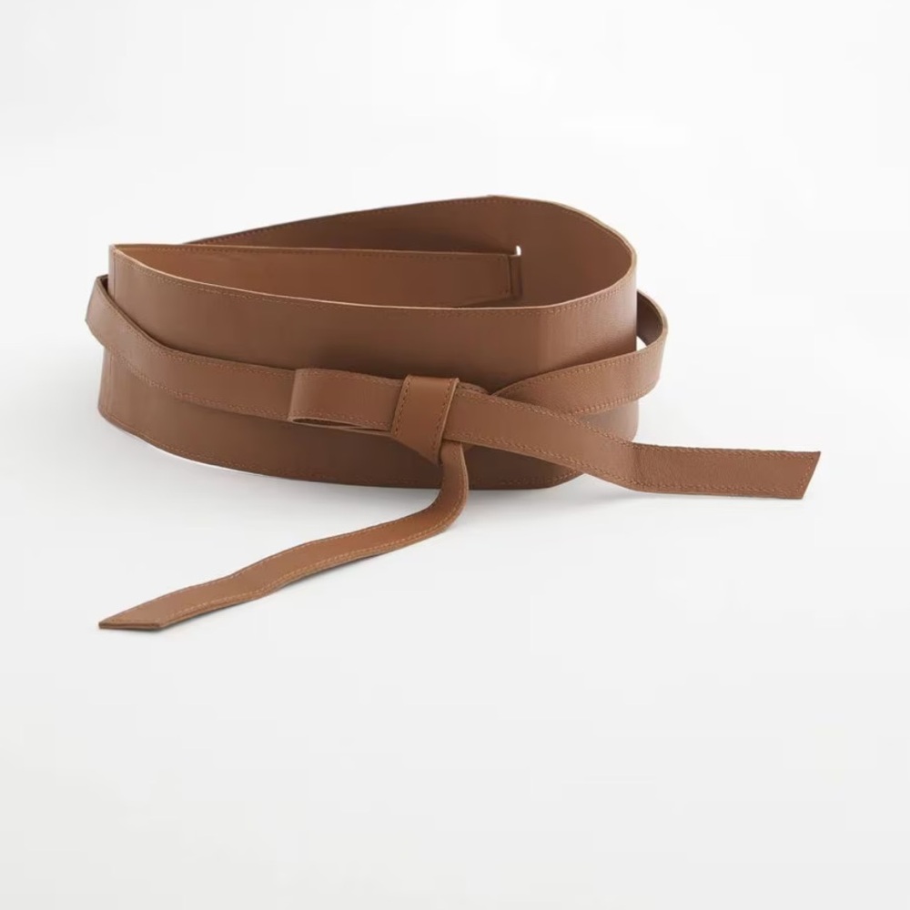 BLACK Leather Double-Sided Obi Belt